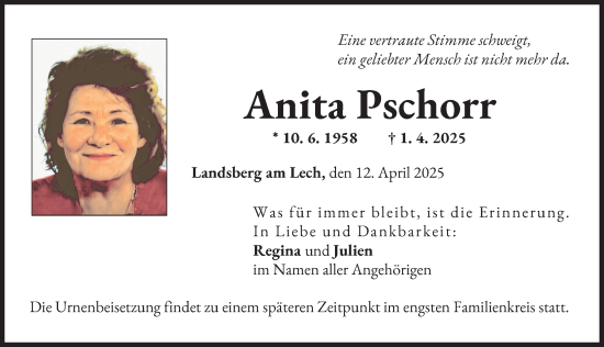 Traueranzeige von Anita Pschorr von Landsberger Tagblatt