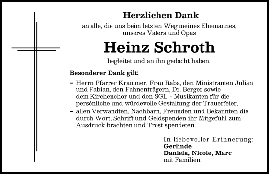Traueranzeige von Heinz Schroth von Augsburg-Land