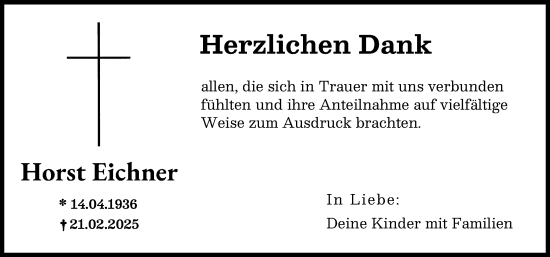 Traueranzeige von Horst Eichner von Augsburger Allgemeine