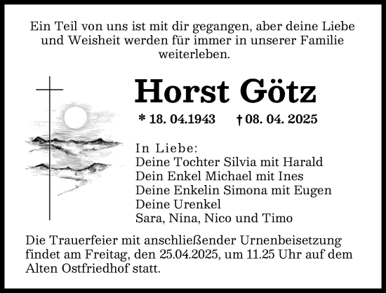 Traueranzeige von Horst Götz von Augsburger Allgemeine