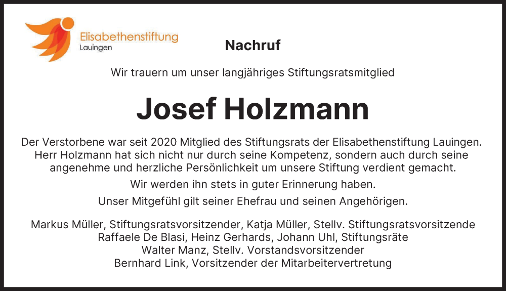  Traueranzeige für Josef Holzmann vom 03.04.2025 aus Donau Zeitung