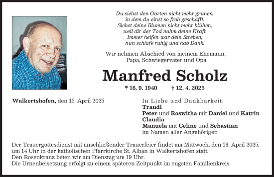Traueranzeige von Manfred Scholz von Schwabmünchner Allgemeine