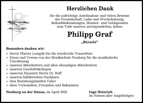 Traueranzeige von Philipp Graf von Neuburger Rundschau