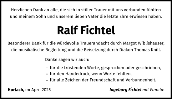 Traueranzeige von Ralf Fichtel von Landsberger Tagblatt