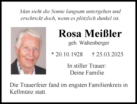 Traueranzeige von Rosa Meißler von Illertisser Zeitung