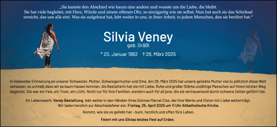 Traueranzeige von Silvia Veney von Augsburger Allgemeine