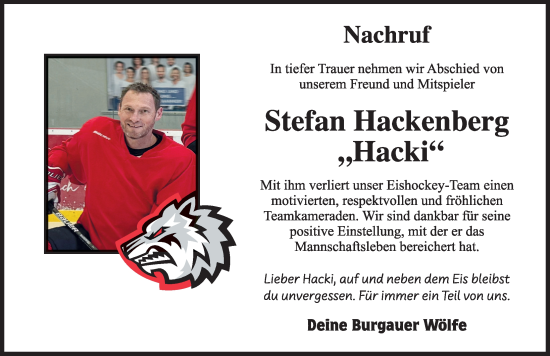 Traueranzeige von Stefan Hackenberg von Günzburger Zeitung
