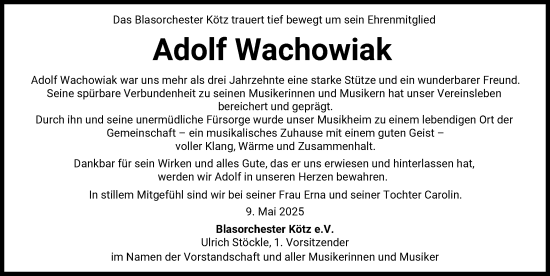 Traueranzeige von Adolf Wachowiak von Günzburger Zeitung