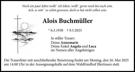 Traueranzeige von Alois Buchmüller von Illertisser Zeitung
