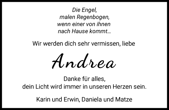 Traueranzeige von Andrea  von Friedberger Allgemeine