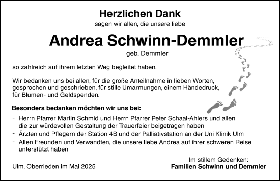 Traueranzeige von Andrea Schwinn-Demmler von Mindelheimer Zeitung