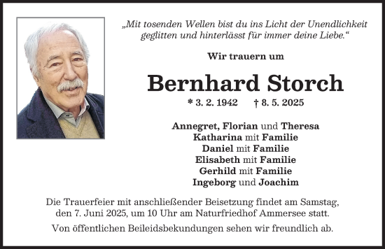 Traueranzeige von Bernhard Storch von Landsberger Tagblatt