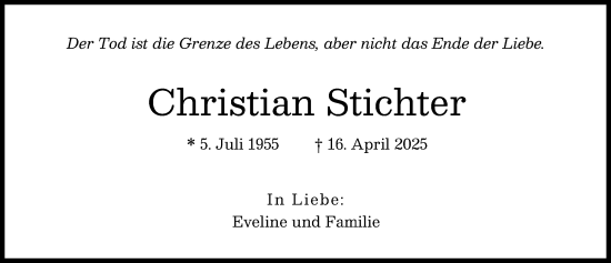 Traueranzeige von Christian Stichter von Landsberger Tagblatt