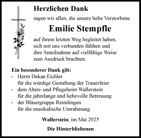 Traueranzeige von Emilie Stempfle von Rieser Nachrichten
