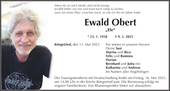 Traueranzeige von Ewald Obert von Mindelheimer Zeitung
