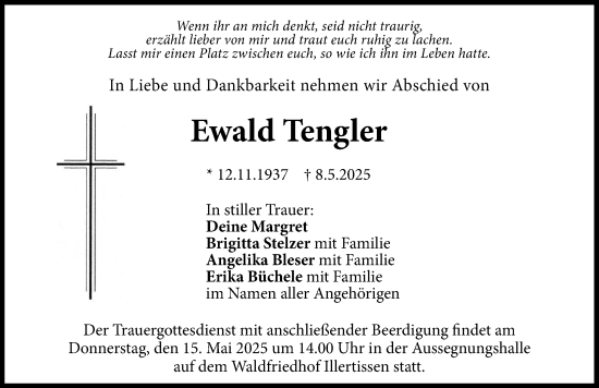 Traueranzeige von Ewald Tengler von Illertisser Zeitung