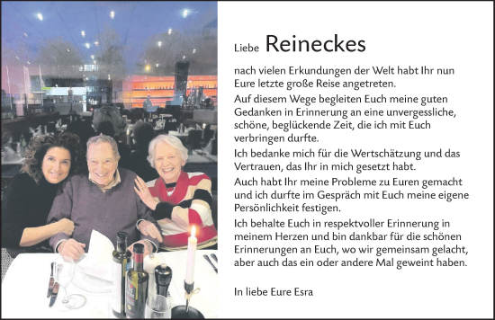 Traueranzeige von Familie Reineckes von Neu-Ulmer Zeitung, Augsburger Allgemeine