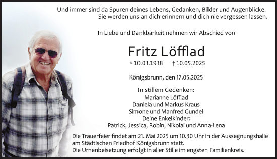 Traueranzeige von Fritz Löfflad von Augsburger Allgemeine