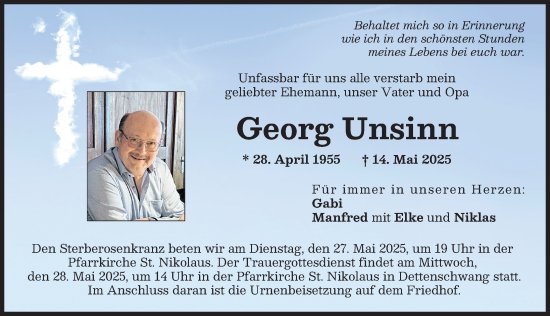 Traueranzeige von Georg Unsinn von Landsberger Tagblatt