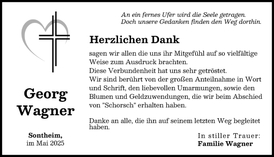 Traueranzeige von Georg Wagner von Wertinger Zeitung