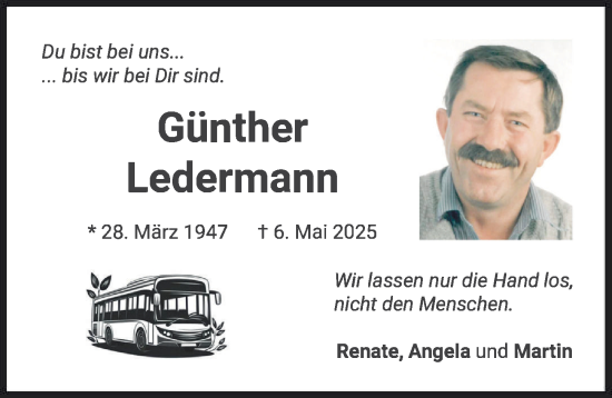 Traueranzeige von Günther Ledermann von Mindelheimer Zeitung