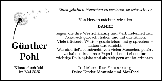 Traueranzeige von Günther Pohl von Schwabmünchner Allgemeine