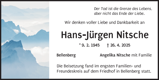Traueranzeige von Hans-Jürgen Nitsche von Illertisser Zeitung