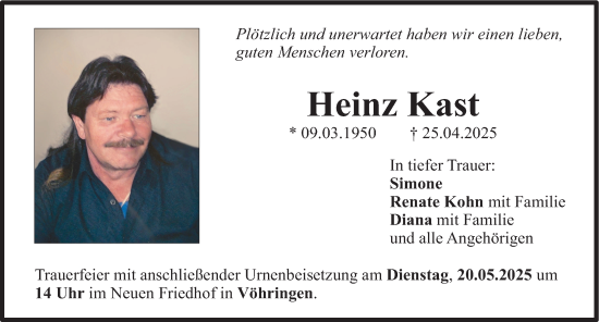 Traueranzeige von Heinz Kast von Illertisser Zeitung