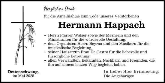 Traueranzeige von Hermann Happach von Landsberger Tagblatt