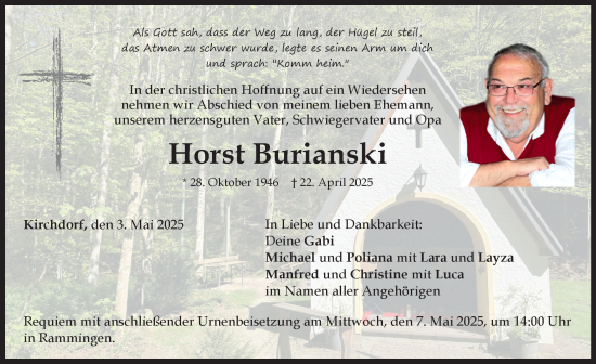 Traueranzeige von Horst Burianski von Mindelheimer Zeitung