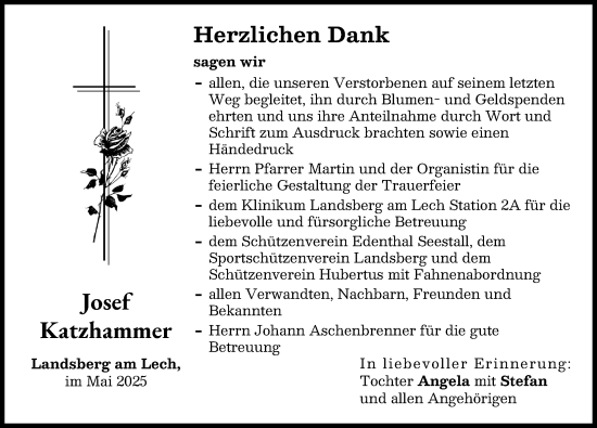 Traueranzeige von Josef Katzhammer von Landsberger Tagblatt