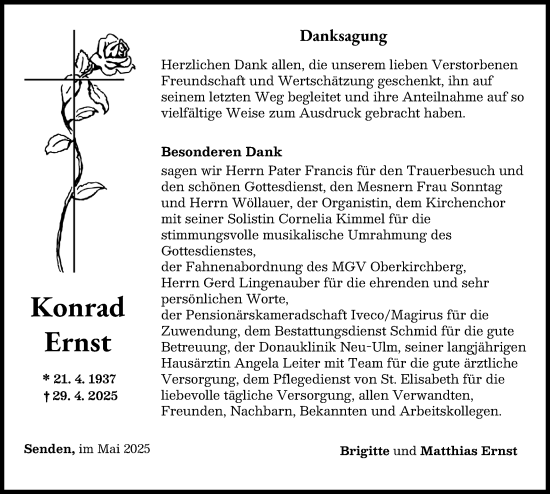 Traueranzeige von Konrad Ernst von Neu-Ulmer Zeitung