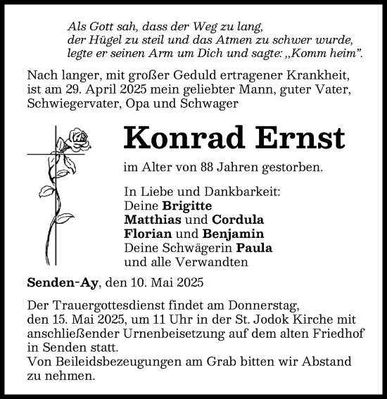 Traueranzeige von Konrad Ernst von Augsburger Allgemeine, Neu-Ulmer Zeitung