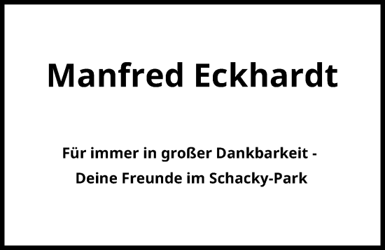 Traueranzeige von Manfred Eckhardt von Ammersee Kurier