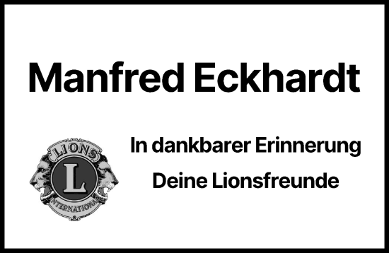 Traueranzeige von Manfred Eckhardt von Ammersee Kurier