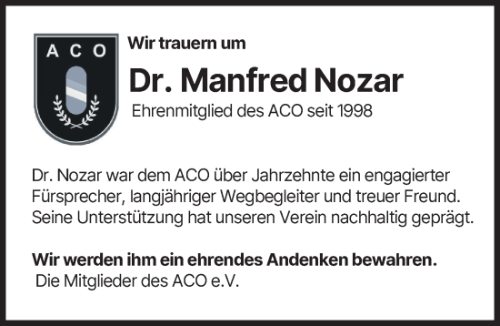 Traueranzeige von Manfred Nozar von Augsburger Allgemeine