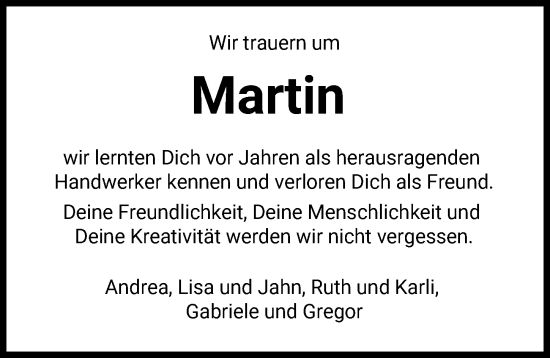 Traueranzeige von Martin  von Ammersee Kurier