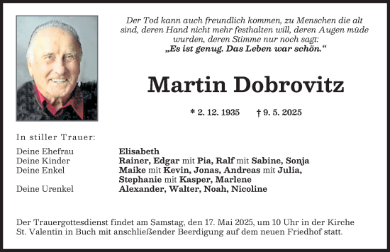 Traueranzeige von Martin Dobrovitz von Illertisser Zeitung