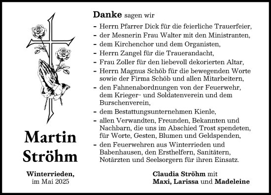 Traueranzeige von Martin Ströhm von Illertisser Zeitung