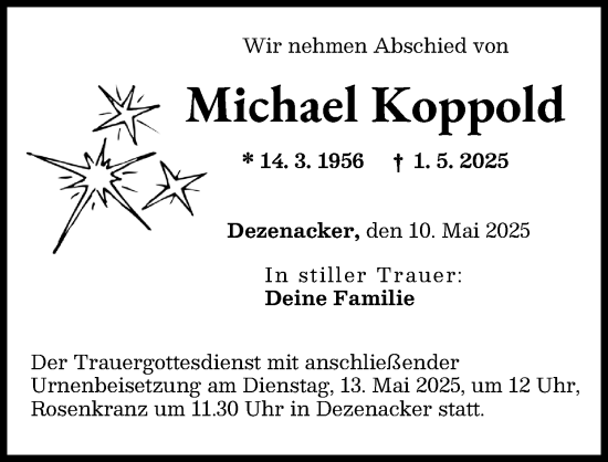Traueranzeige von Michael Koppold von Neuburger Rundschau