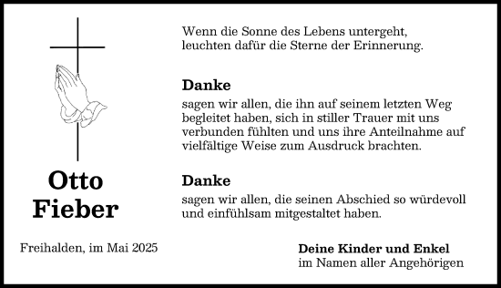Traueranzeige von Otto Fieber von Günzburger Zeitung