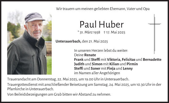 Traueranzeige von Paul Huber von Mindelheimer Zeitung