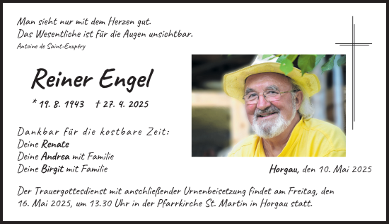Traueranzeige von Reiner Engel von Augsburger Allgemeine