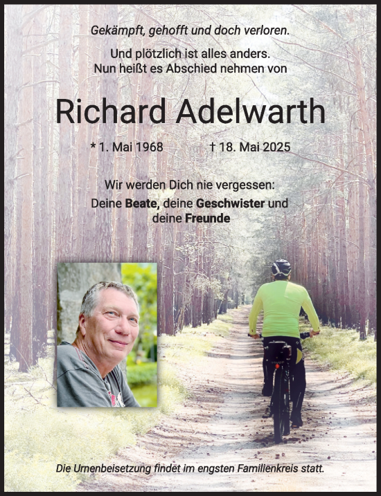 Traueranzeige von Richard Adelwarth von Mindelheimer Zeitung
