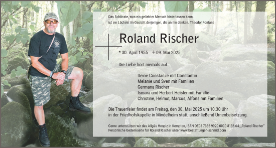 Traueranzeige von Roland Rischer von Mindelheimer Zeitung