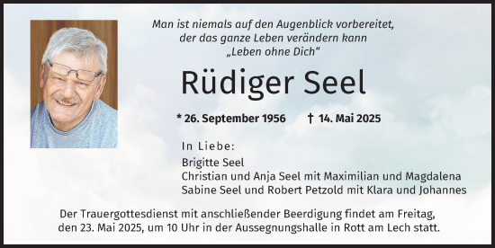 Traueranzeige von Rüdiger Seel von Landsberger Tagblatt