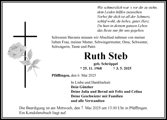 Traueranzeige von Ruth Steb von Rieser Nachrichten