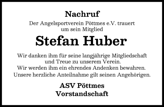 Traueranzeige von Stefan Huber von Aichacher Nachrichten