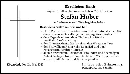 Traueranzeige von Stefan Huber von Aichacher Nachrichten