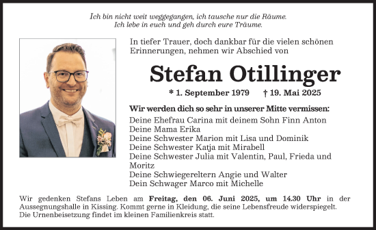 Traueranzeige von Stefan Otillinger von Friedberger Allgemeine